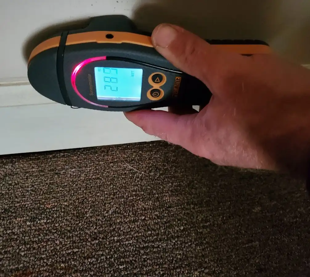 Moisture detection at baseboard during Storm Damage Restoration in Coeymans